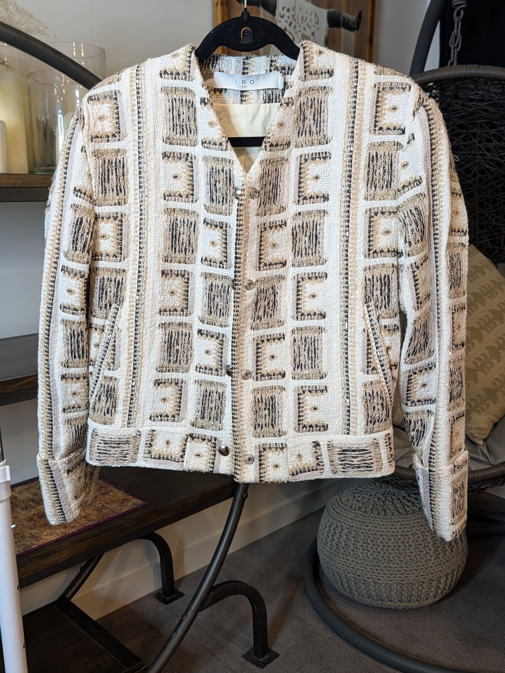 IRO White and Gold Box-Pattern Tweed Jacket - Picture 4 of 5